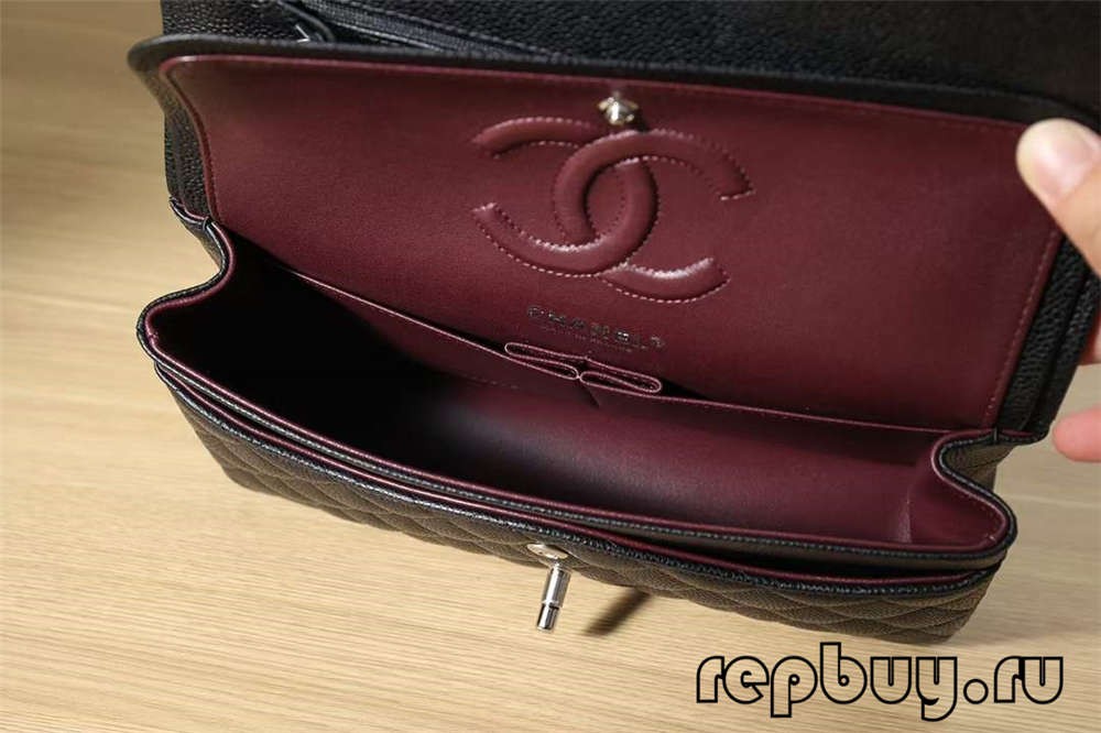 תיקי רפליקת CHANEL Classic Flap top שחור אבזם כסף 25 ס”מ פרטי תווית בד ופריטי לייזר (2022 עודכן)-Best Quality Fake Louis Vuitton Bag Online Store, Replica designer bag ru