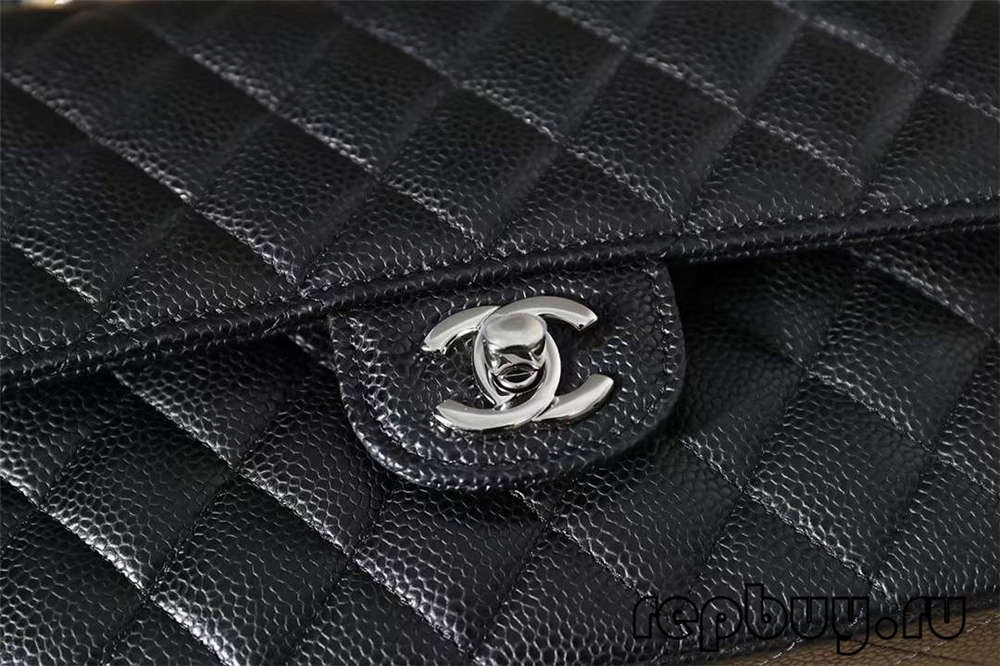 תיקי רפליקת CHANEL Classic Flap top שחור אבזם כסף 25 ס”מ פרטי תווית בד ופריטי לייזר (2022 עודכן)-Best Quality Fake Louis Vuitton Bag Online Store, Replica designer bag ru