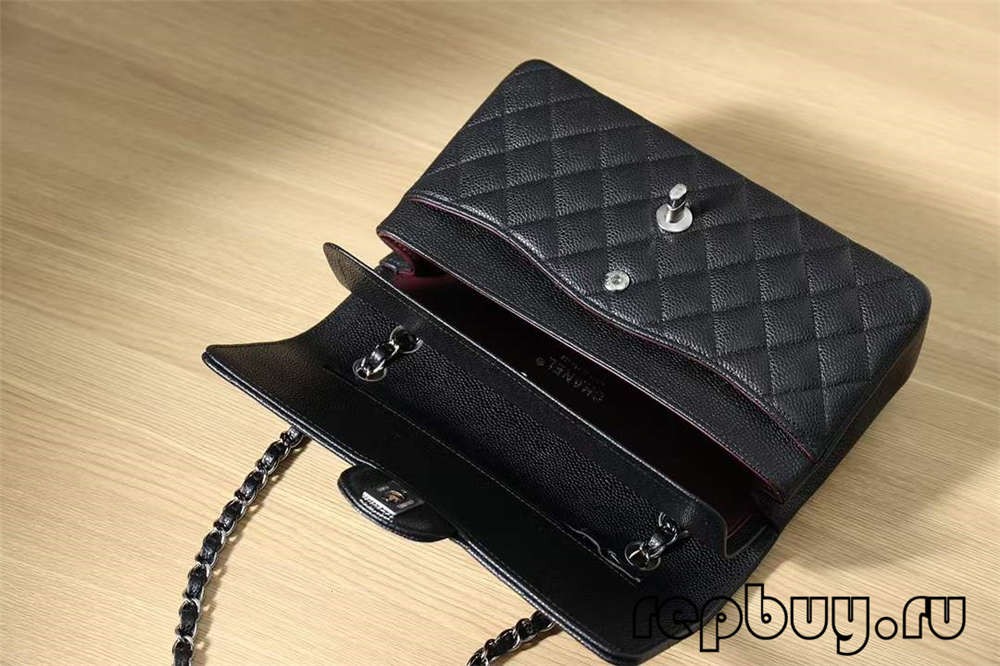 CHANEL Classic Flap top replika çantalar siyah gümüş tokalı 25cm iç cep detayı (2022 Son)-En İyi Kalite Sahte Louis Vuitton Çanta Online Mağazası, Çoğaltma tasarımcı çanta ru