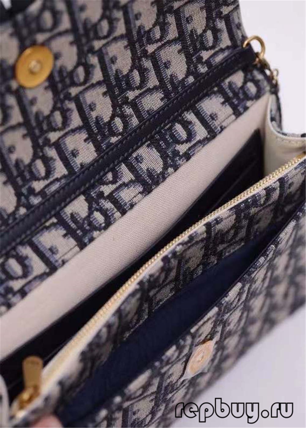 Dior top replika kantong clutch sadel 22cm lawon jacquard biru Rincian karajinan cetak serong (Edisi 2022)-Pangalusna kualitas palsu Louis Vuitton Kantong Toko Online, Replica desainer kantong ru