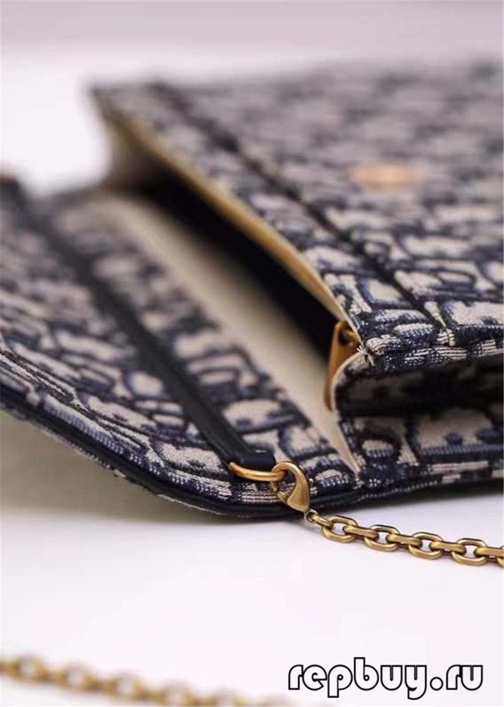 Dior top replika kantong clutch sadel 22cm lawon jacquard biru Rincian karajinan cetak serong (Edisi 2022)-Pangalusna kualitas palsu Louis Vuitton Kantong Toko Online, Replica desainer kantong ru