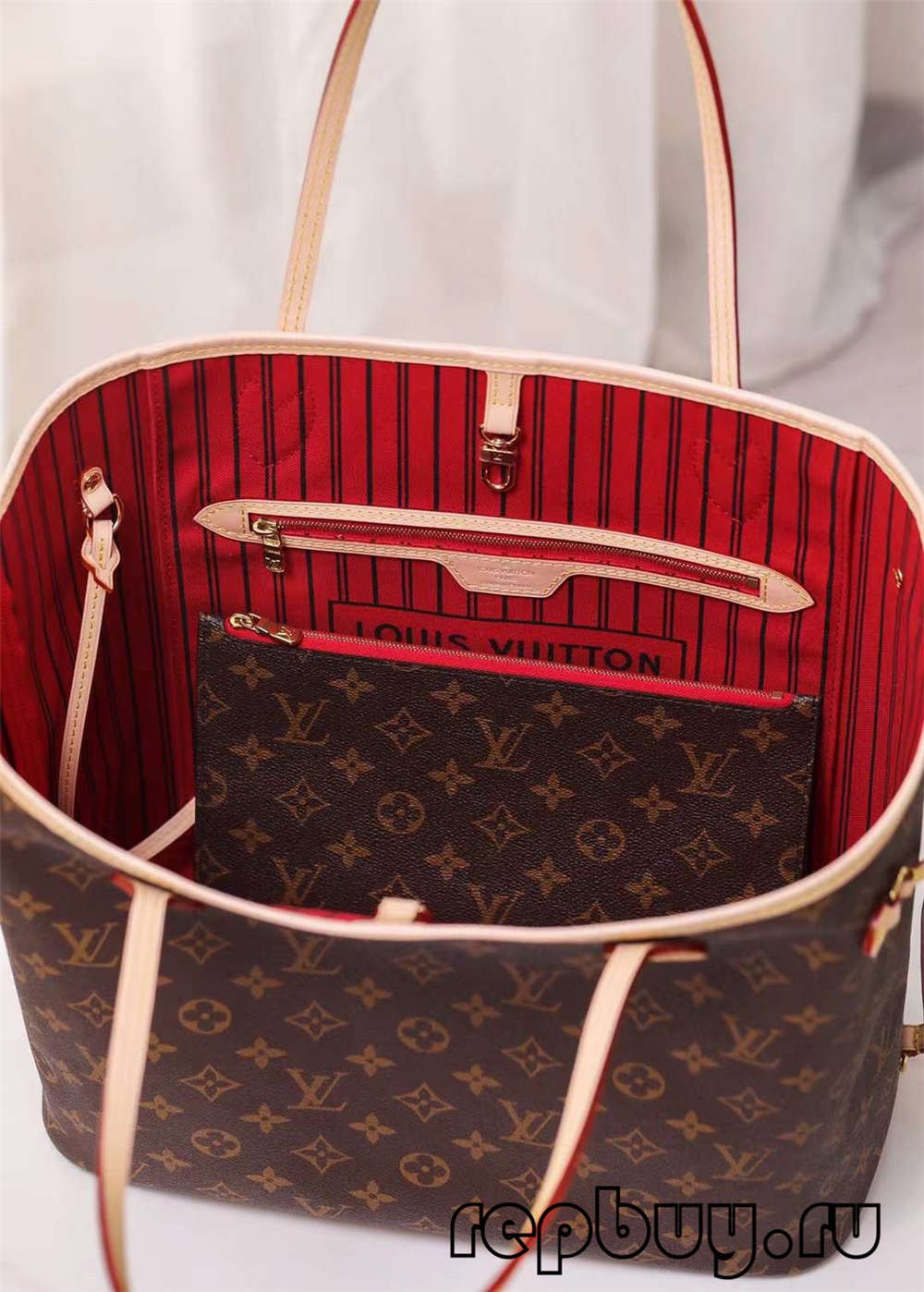 Louis Vuitton M41177 NeverFull Classic Medium Shopper 31cm Top Replica Bags (2022 Panganyarna)-Pangalusna kualitas palsu Louis Vuitton Kantong Toko Online, Replica desainer kantong ru