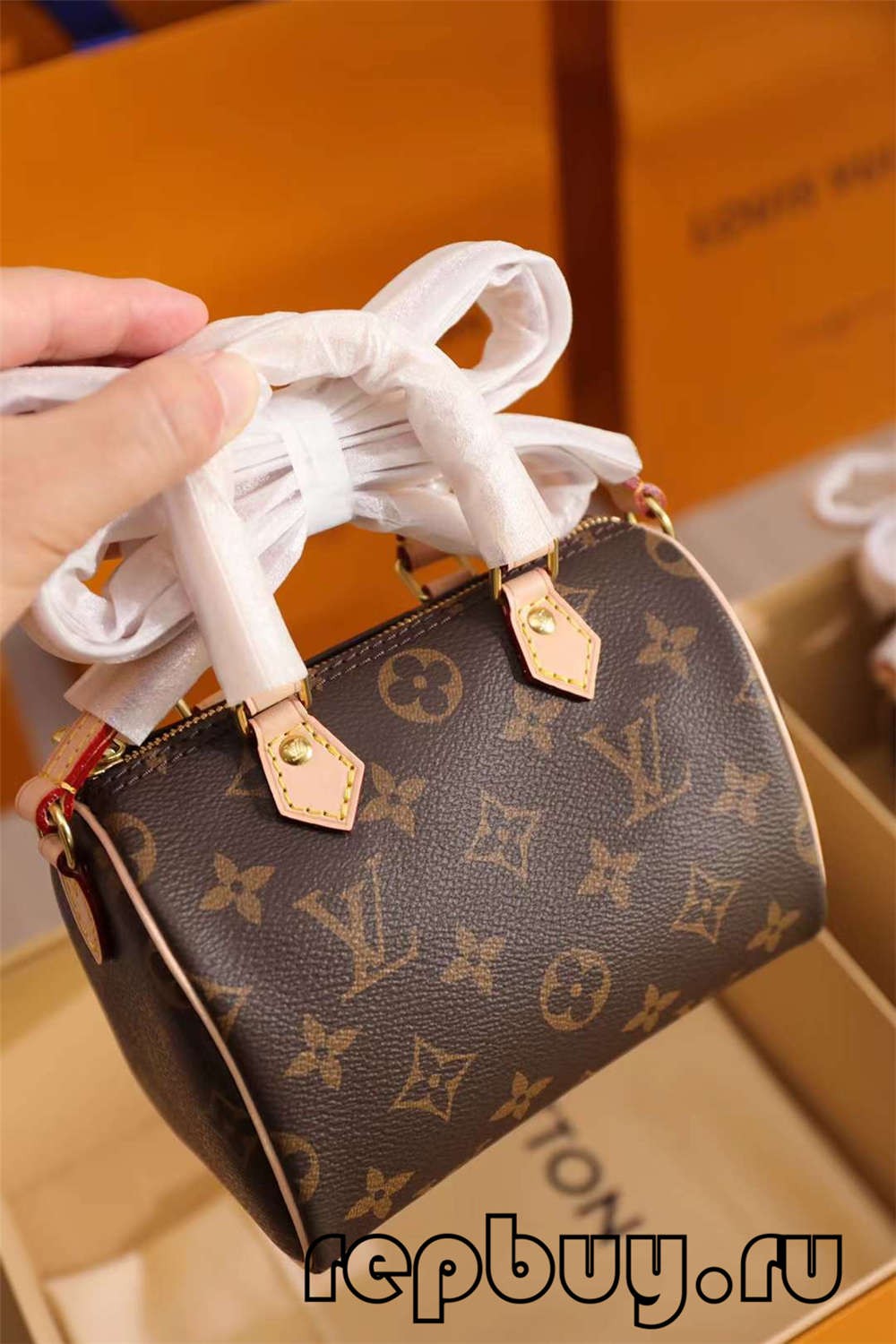 Borse replica di alta qualità Louis Vuitton M81085 Nano Speedy 16cm（Ultime 2022）-Negozio in linea della borsa falsa di Louis Vuitton di migliore qualità, borsa del progettista della replica ru