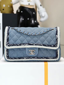 CC original denim medium flap bag A01112 blue
