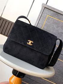 CC original suede large flap bag A99935 black