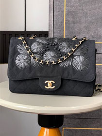 CC original fabric medium flap bag A01112 black