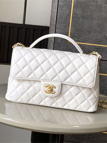 CC original lambskin medium top handle flap bag AS5356 white