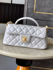 CC original lambskin mini top handle flap bag AS5354 light grey