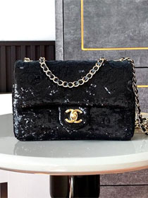 CC original sequins mini flap bag AS4561 black