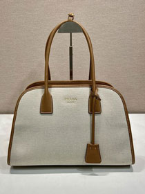 Prada original canvas top handle bag 1BG572 brown