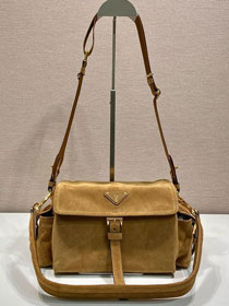 Prada original suede explore medium shoulder bag 1BD394 caramel