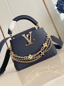 Louis vuitton original calfskin capucines mini handbag M26351 blue