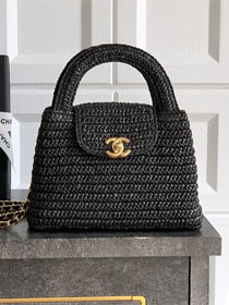 CC original raffia mini shopping bag AS4416 black
