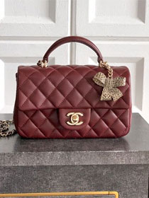 CC original lambskin top handle flap bag AS1790 bordeaux