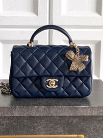 CC original lambskin top handle flap bag AS1790 dark blue