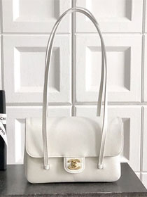 CC original grained calfskin small flap bag AS6130 white