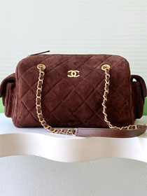 CC original suede calfskin medium bowling bag AS5792 dark brown