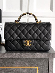 CC original grained calfskin top handle flap bag AS5702 black