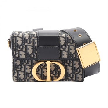Christian Dior 30 Montaigne Box Oblique Shoulder Crossbody Bag canvas Navy Used