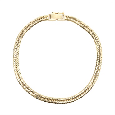JEWELRY Triple 12 Side Flat Link Curb Chain Bracelet 18KYG Yellow Gold Used mens
