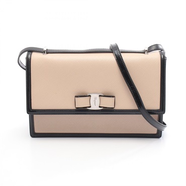 Salvatore Ferragamo Vara ribbon Shoulder crossbody Bag leather Pink Black Used