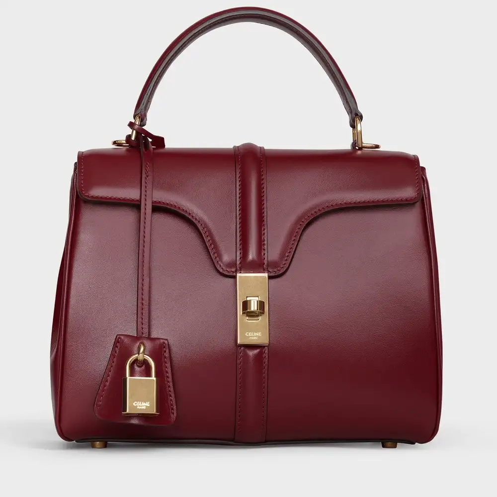 Celine Small 16 Bag In Satinated Calfskin Light Burgundy