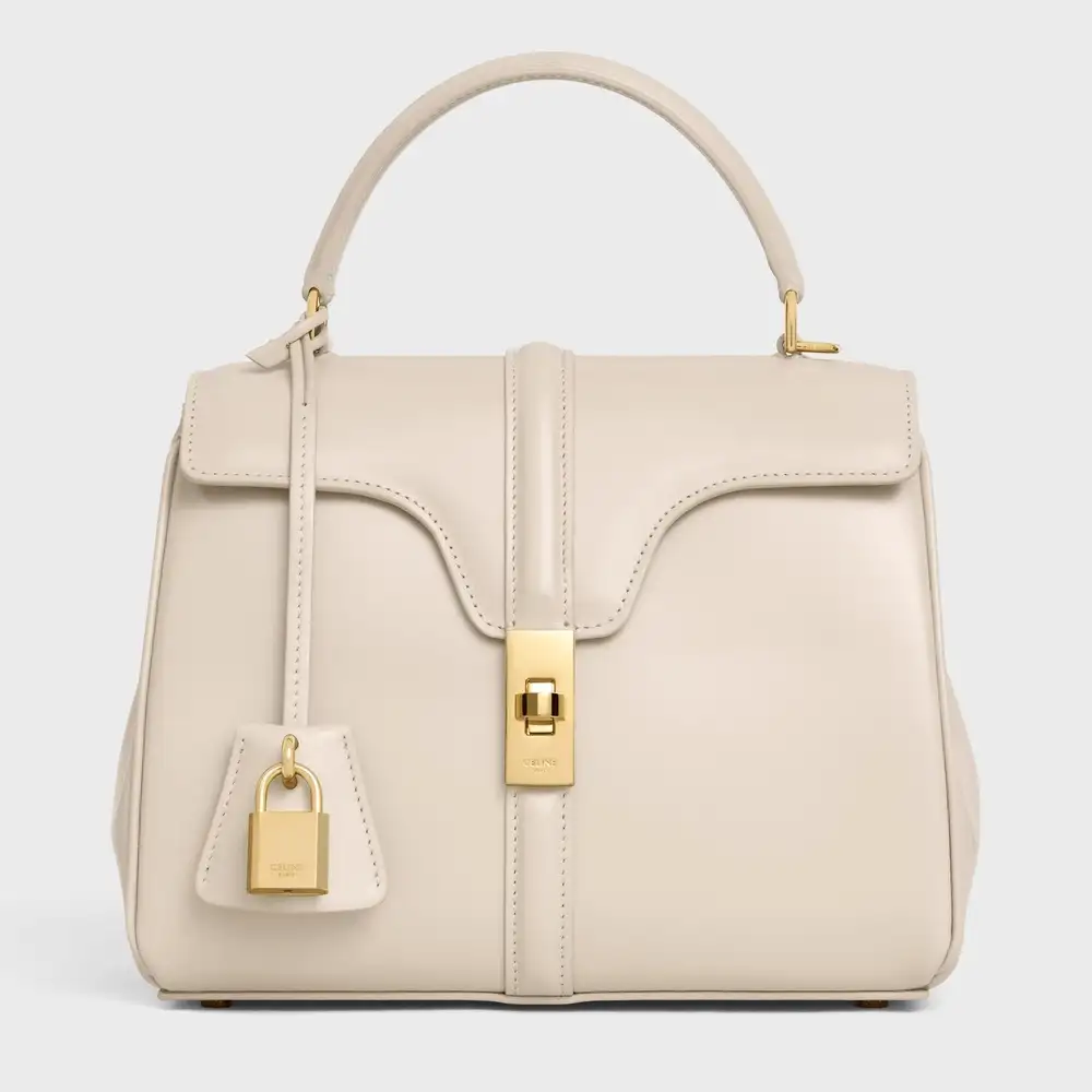 Celine Small 16 Bag In Satinated Calfskin Pale Beige