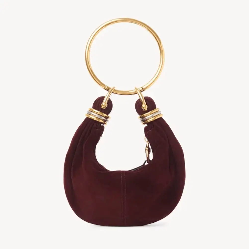 Chloe Mini Bracelet Hobo Bag In Suede Leather Deep Violine