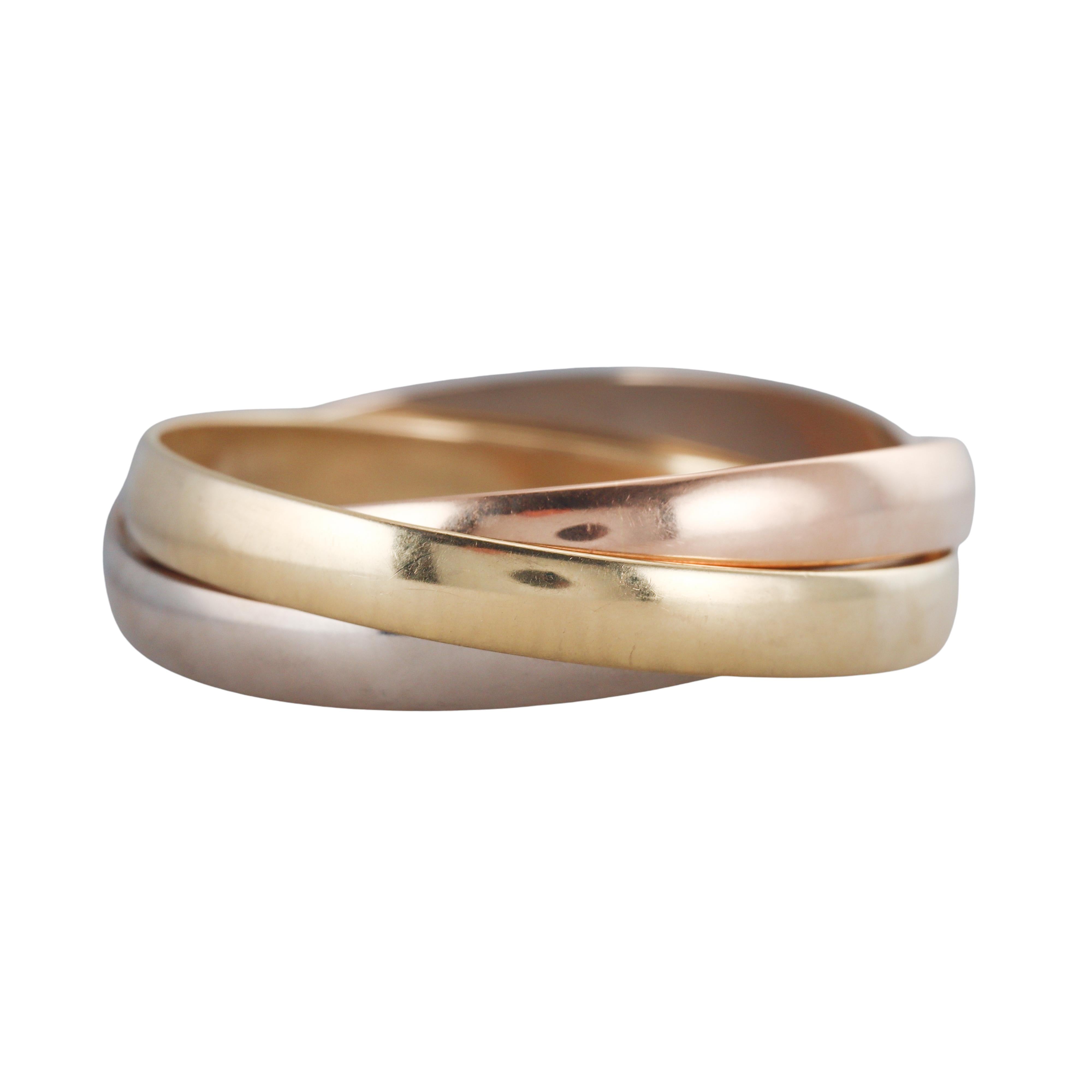 Vintage Cartier Trinity Extra-Large Model Tri Color Gold Bangle Bracelet