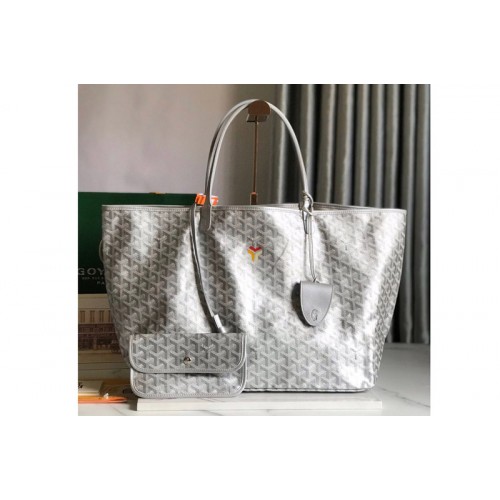 Goyard Saint Louis GM bag in Gray Goyardine Canvas & Chevroches Calfskin