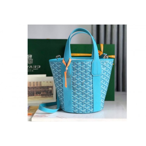 Goyard Belharra PM bag in Blue Goyardine Canvas and Chevroches Calfskin