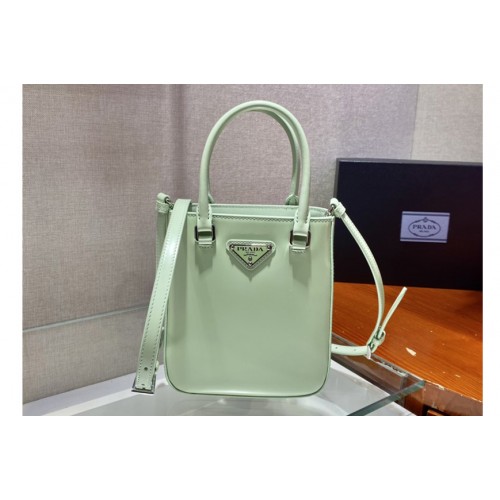 Prada 1BA331 Small brushed leather tote Bag in Green Leather Prada 1BA331 Small brushed leather tote Bag in Green Leather