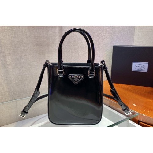 Prada 1BA331 Small brushed leather tote Bag in Black Leather Prada 1BA331 Small brushed leather tote Bag in Black Leather