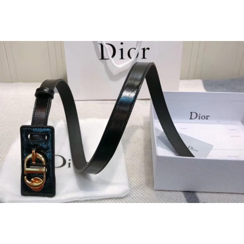 Dior 30 Montaigne lambskin belt With Gold CD buckle in Black lambskin Leather