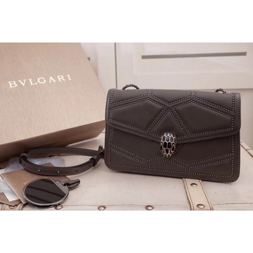 Bvlgari Serpenti Forever Flap Cover Bags Gray Original Leather