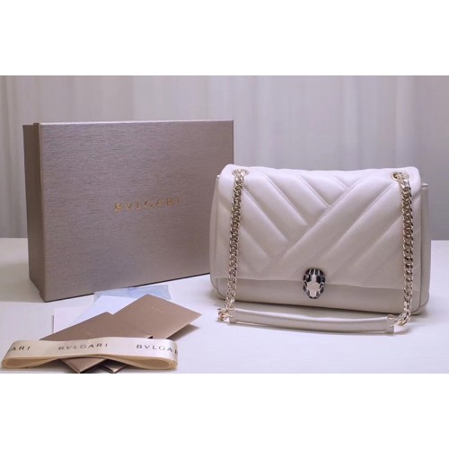 Bvlgari Serpenti Cabochon Shoulder Bags White Nappa Leather Bvlgari Serpenti Cabochon Shoulder Bags White Nappa Leather