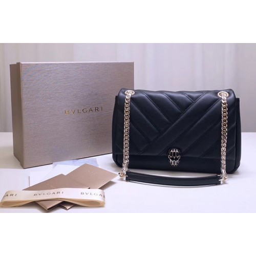 Bvlgari Serpenti Cabochon Shoulder Bags Black Nappa Leather Bvlgari Serpenti Cabochon Shoulder Bags Black Nappa Leather