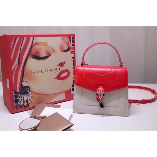 Bvlgari Serpenti Forever Crossbody Bags Red White Calf Leather
