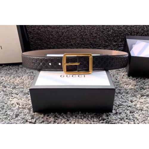 Gucci 40mm Gucci Signature belt with Gold Buckle in Black Signature leather Gucci 40mm Gucci Signature belt with Gold Buckle in Black Signature leather