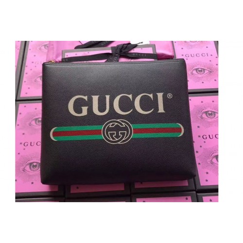 Gucci Print leather medium portfolio Black Leather