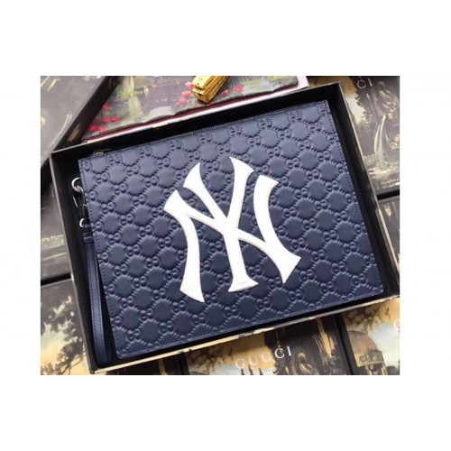 Gucci Leather pouch with NY Yankees patch Royal blue Leather Gucci Leather pouch with NY Yankees patch Royal blue Leather