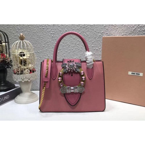 Miu Miu 5BA043 Calfskin Leather Top Handle Bags Pink Miu Miu 5BA043 Calfskin Leather Top Handle Bags Pink