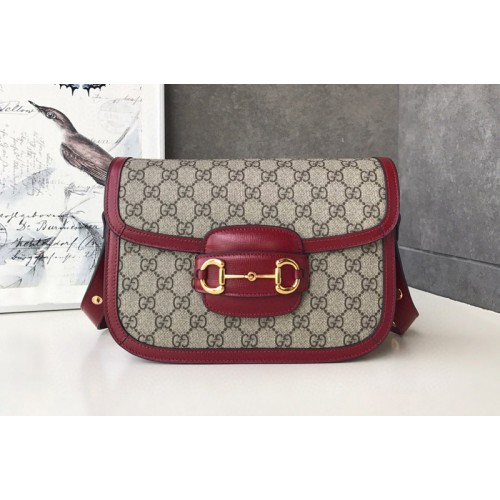 Gucci 1955 Horsebit shoulder bag in Supreme canvas and Red Leather Gucci 1955 Horsebit shoulder bag in Supreme canvas and Red Leather