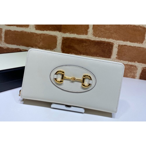 Gucci 1955 Horsebit zip around wallet in White leather