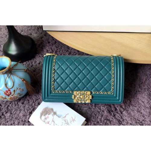 Chanel A67086 Boy Handbags in Dark Green Calfskin and Gold-Tone Metal Chanel A67086 Boy Handbags in Dark Green Calfskin and Gold-Tone Metal