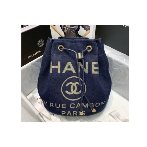 Chanel AS1045 31 rue Cambon Drawstring bag in Blue Mixed Fibers