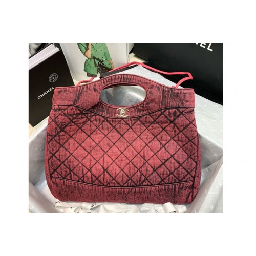 Chanel AS1408 31 large shopping bag in Red Denim and Silver-Tone Metal