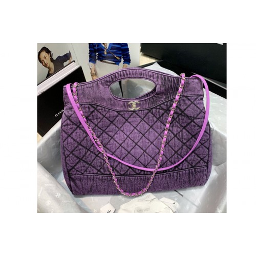 Chanel AS1408 31 large shopping bag in Purple Denim and Silver-Tone Metal