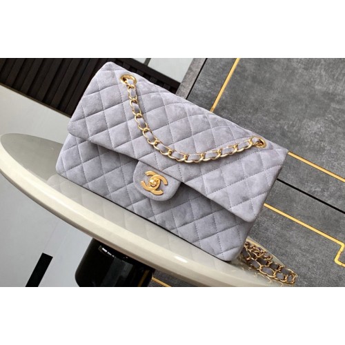 Chanel A01112 Classic 11.12 Handbag in Gray Velvet
