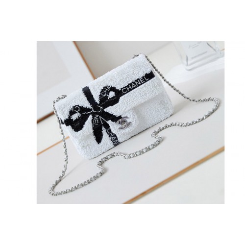 Chanel Mini Classic Handbag in White Sequins Chanel Mini Classic Handbag in White Sequins